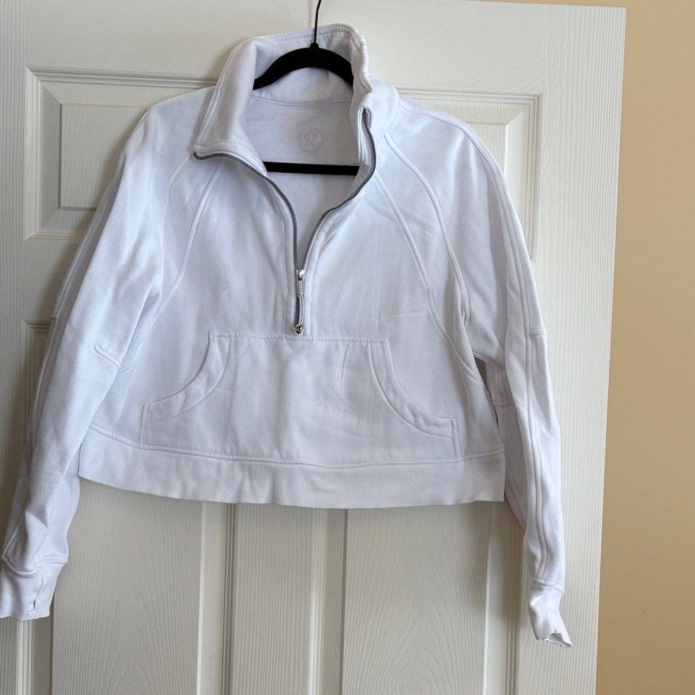lululemon athletica White Half-Zip Cropped Sweatshirt